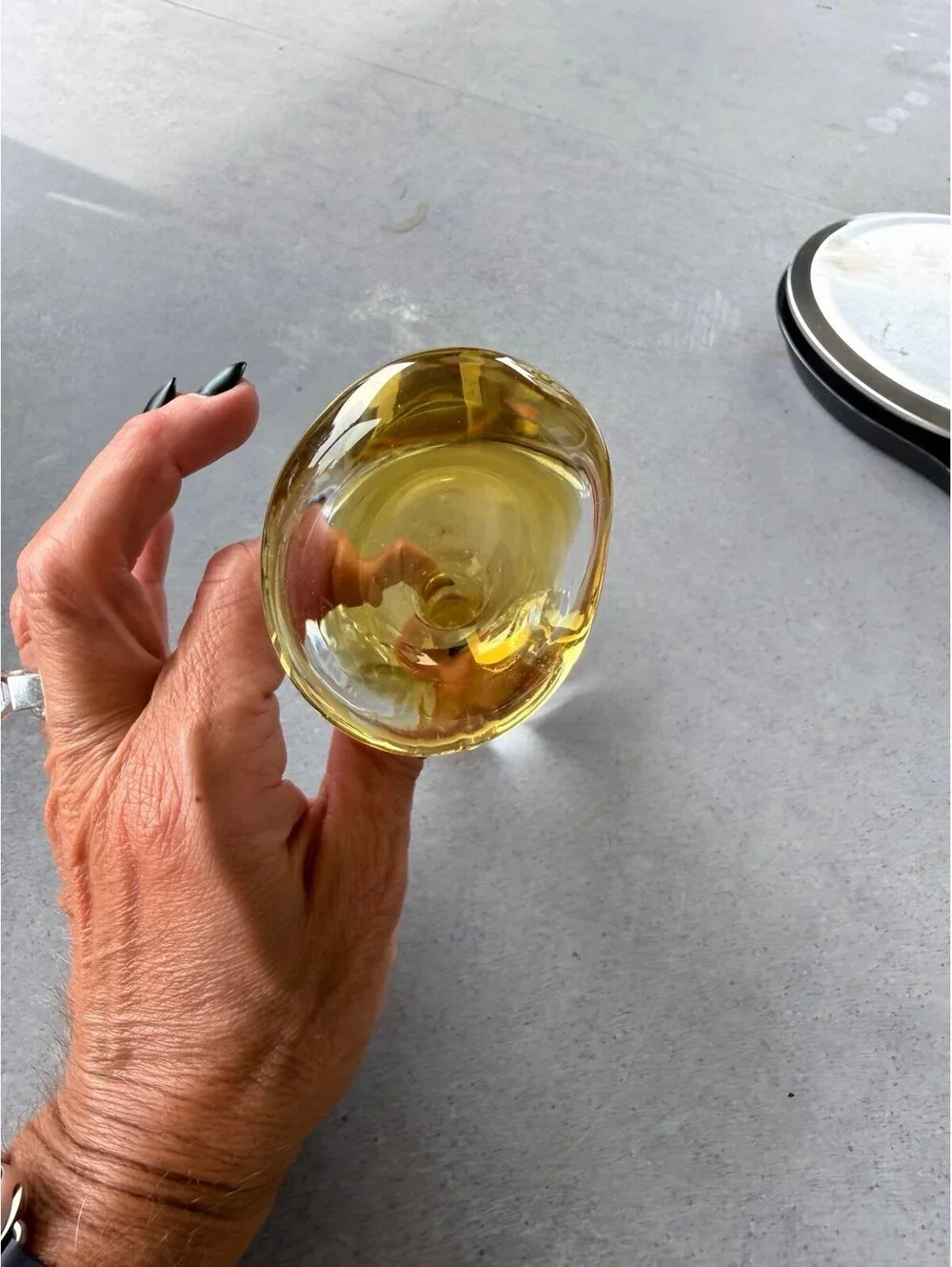 Vintage Amber Controlled Bubble Art Glass Bud Vase Mid Century Hand Blown